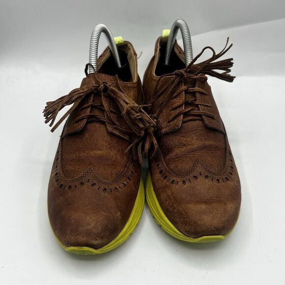 Velez Oxford Shoes Mens 8 Brown/Yellow Leather Wingtip Lace Up Colombian Made - Picture 3 of 15